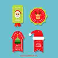Бесплатное векторное изображение Красочный набор прекрасных рождественских этикеток