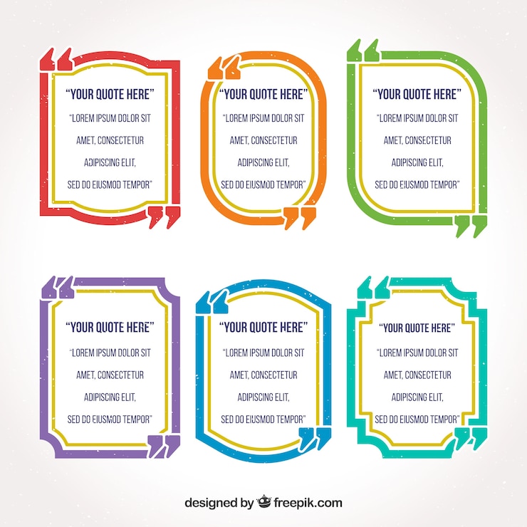 Free Vector colorful pack of quote templates