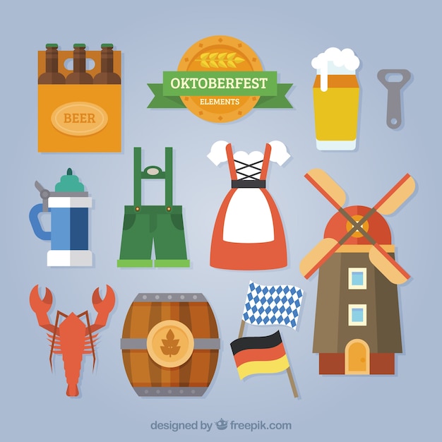 Colorful pack of traditional german elements