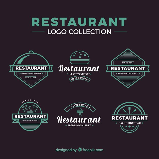 Colorful pack of vintage restaurant logos