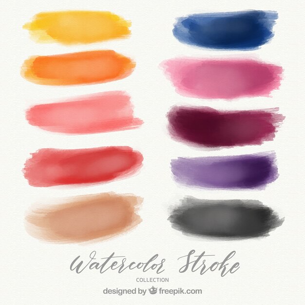 Colorful pack of watercolor strokes