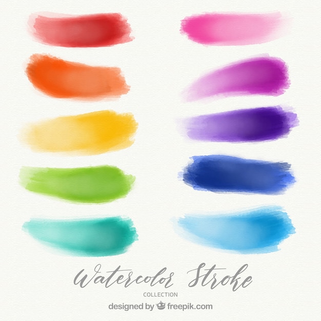 Free vector colorful pack of watercolor strokes