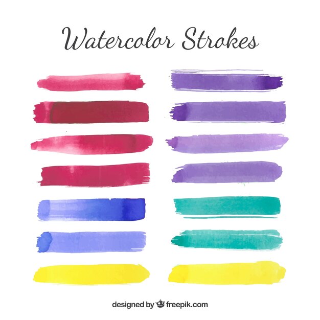 Colorful pack of watercolor strokes