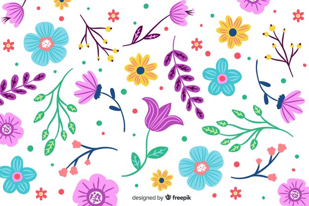 Colorful painted flowers background