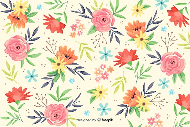 Colorful painted flowers decorative background