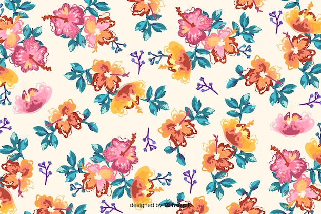 Colorful painted flowers decorative background