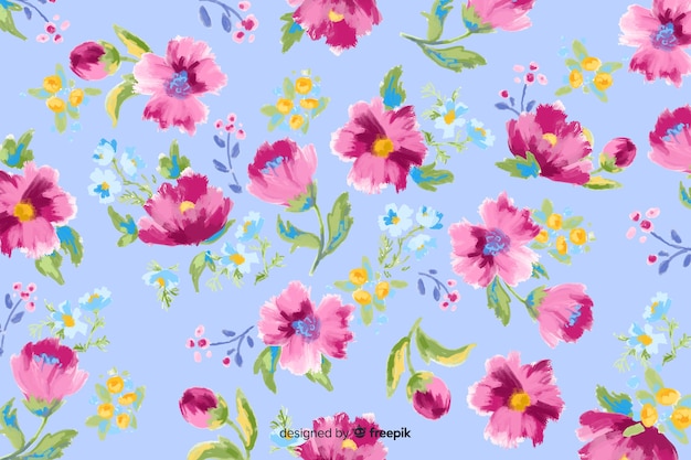 Free vector colorful painted flowers decorative background