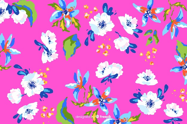 Colorful painted flowers decorative background