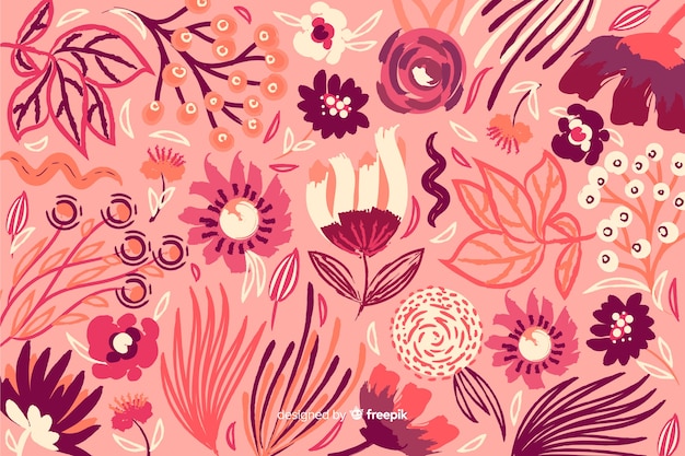 Free vector colorful painted flowers decorative background