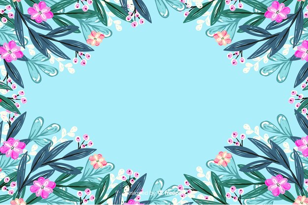 Colorful painted flowers frame background