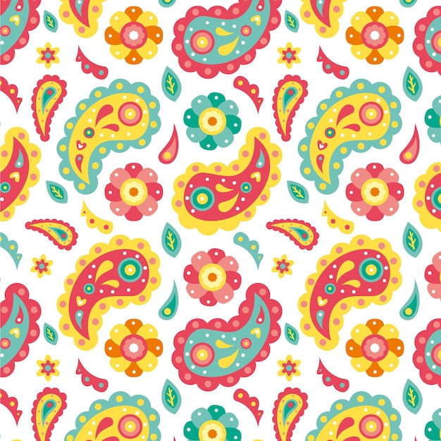 Free vector colorful paisley pattern