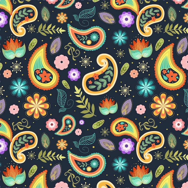 Free vector colorful paisley pattern