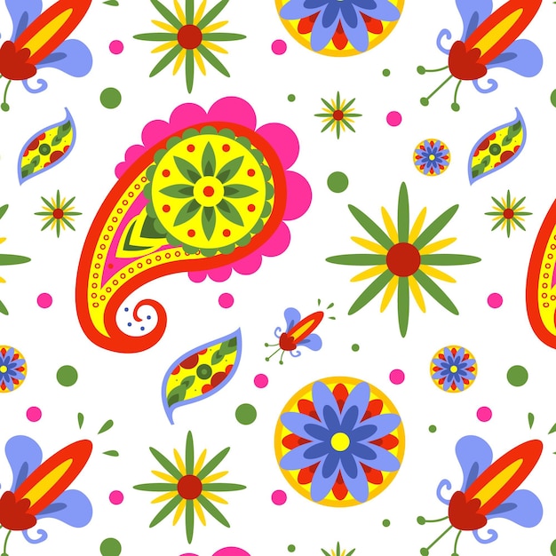 Colorful paisley seamless pattern template