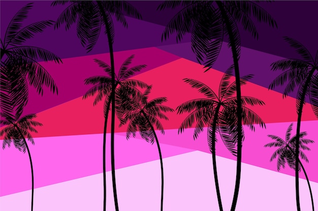 Free vector colorful palm silhouettes background