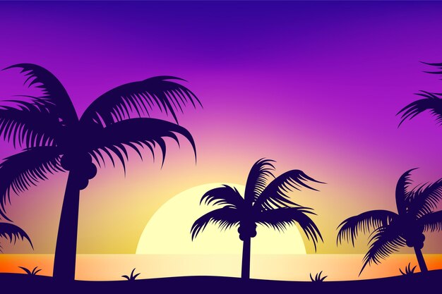 Colorful palm silhouettes background