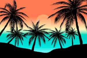 Free vector colorful palm silhouettes design