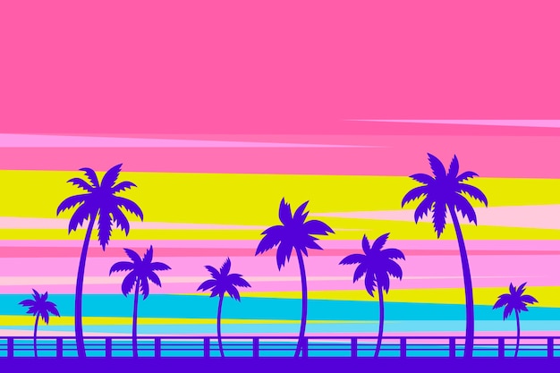Colorful palm silhouettes style