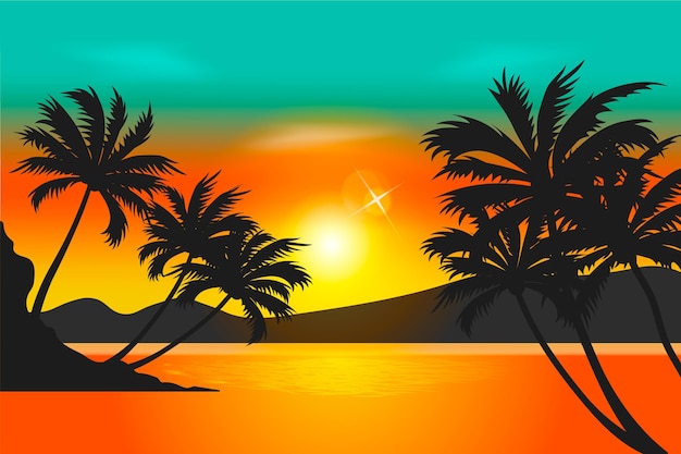 Colorful palm silhouettes wallpaper concept