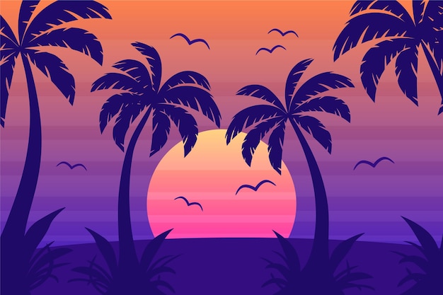 Colorful palm silhouettes wallpaper