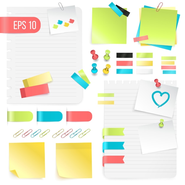 Free vector colorful paper notes set