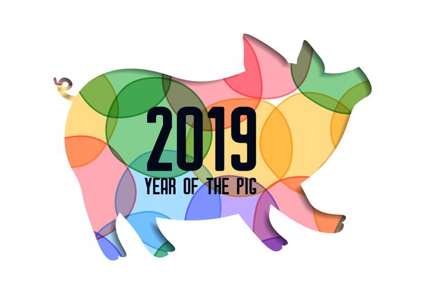 Разноцветная свинья для счастливого китайского нового года 2019