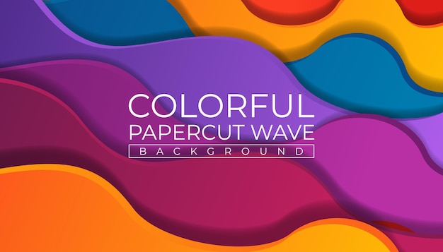 Красочный papercut волна фон
