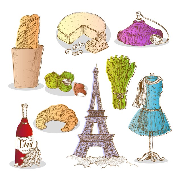 Colorful Paris Elements Set