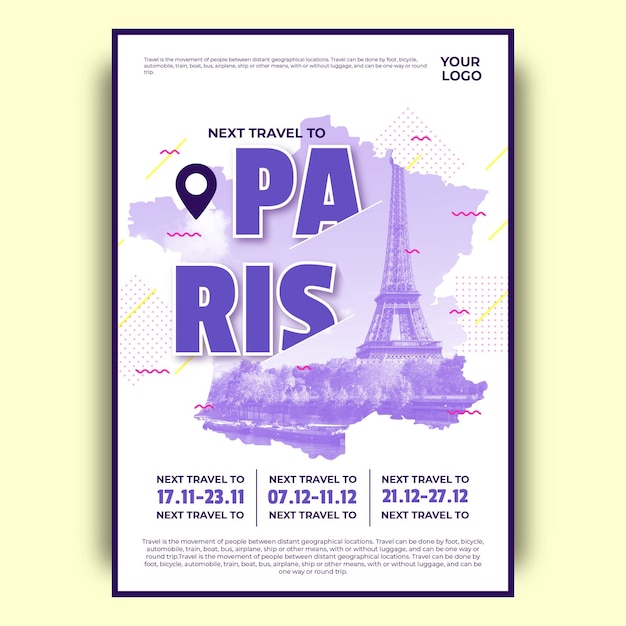 Free vector colorful paris travel poster