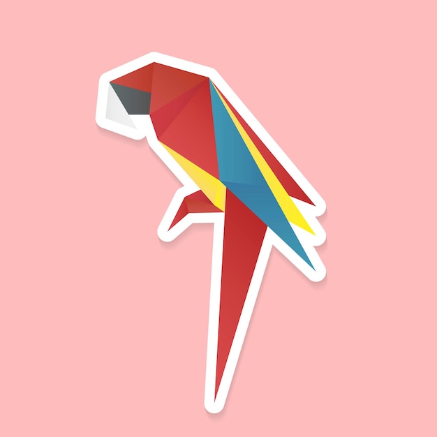 Vettore gratuito mestiere di carta vettoriale origami pappagallo colorato