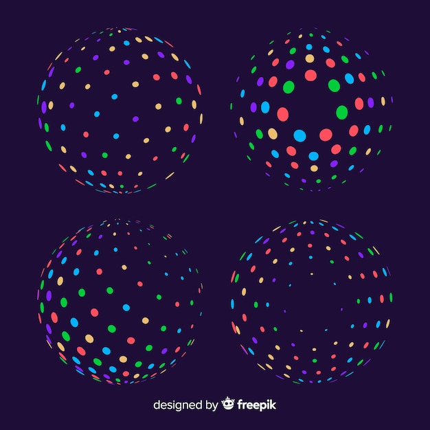 Colorful particle 3d geometric shapes collection