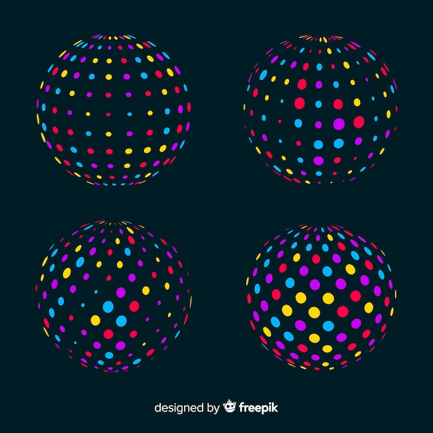 カラフルな粒子3 dの幾何学的図形セット