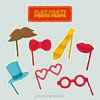 Free vector colorful party photo props in flat design