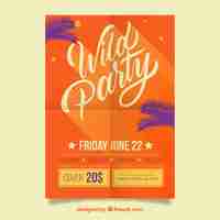 Free vector colorful party poster with palm leaves