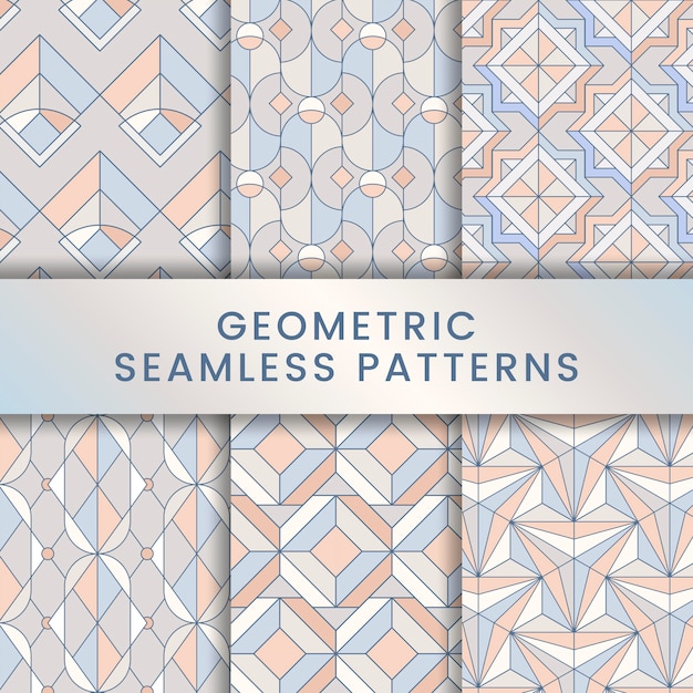 Free vector colorful pastel geometric seamless patterns set