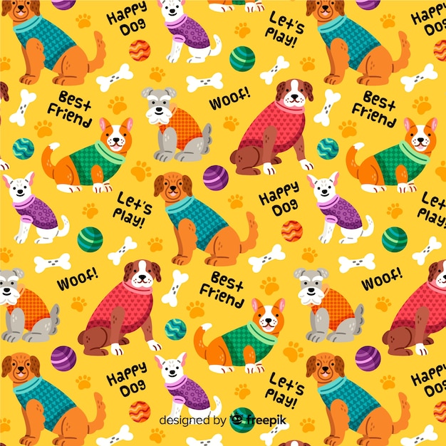 Free vector colorful pattern background of dogs