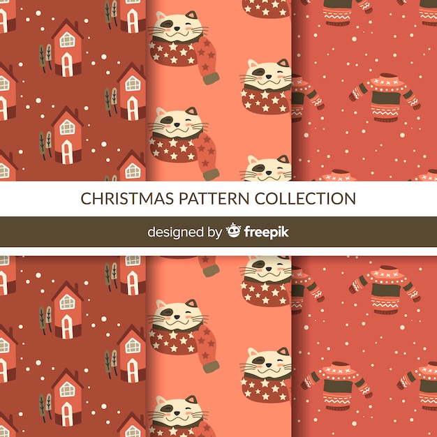 Free vector colorful pattern collection with christmas elements