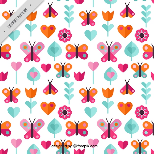 Free vector colorful pattern of flat butterflies