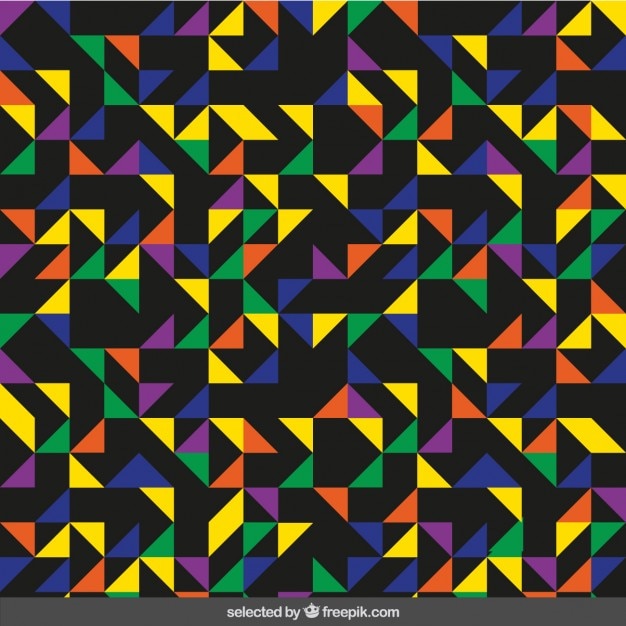 Colorful pattern made with triangles in black background