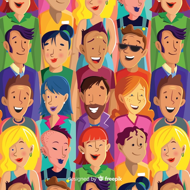 Бесплатное векторное изображение Красочный узор молодых людей