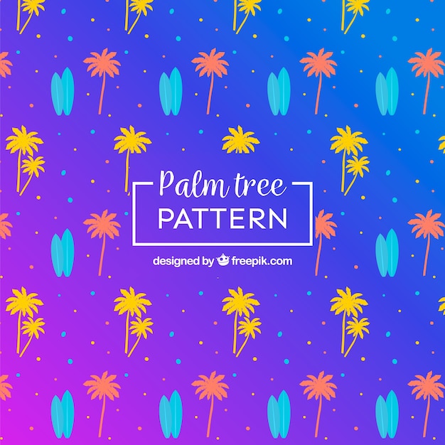 Colorful pattern of palm trees