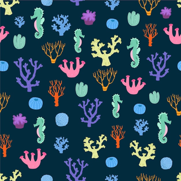 Красочный узор с различными кораллами