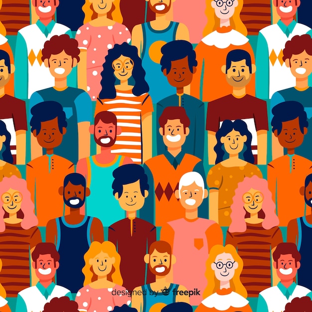 Free vector colorful pattern of young people