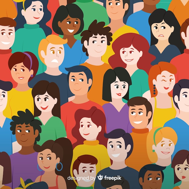 Free vector colorful pattern of young people