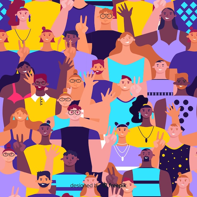 Free vector colorful pattern of young people