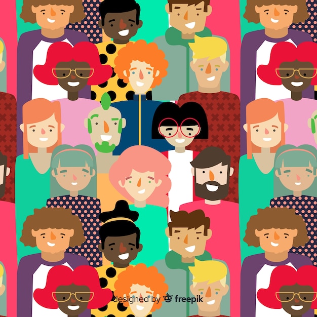 Colorful pattern of young people