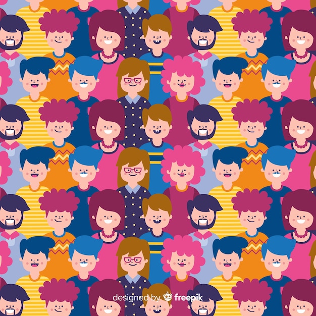 Free vector colorful pattern of young people