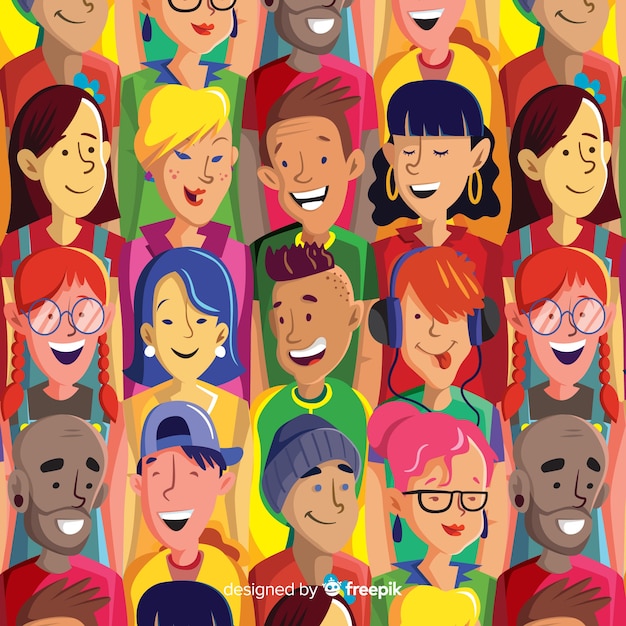 Free vector colorful pattern of young people