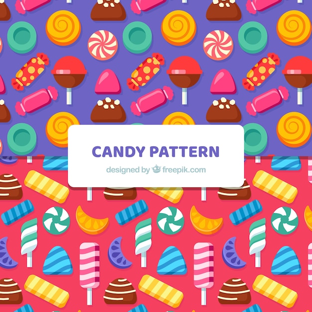 무료 벡터 맛있는 사탕과 화려한 패턴 컬렉션