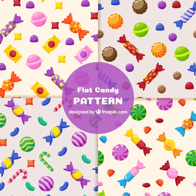 Free vector colorful patterns collection with delicious candies