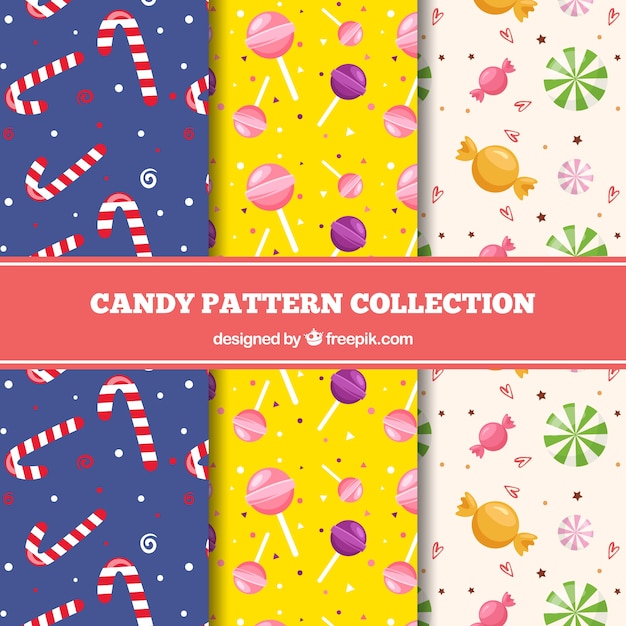 Colorful patterns collection with delicious candies